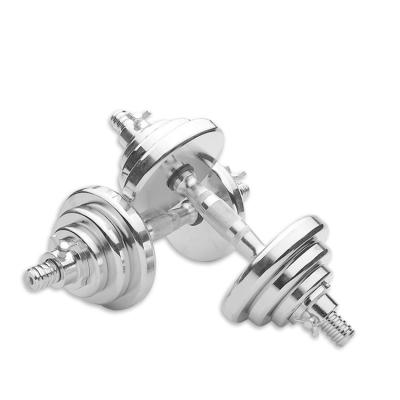 China Universal Home Gym Professional Adjustable Stainless Steel Chrome Plated Dumbbells Fitness Equipment for sale