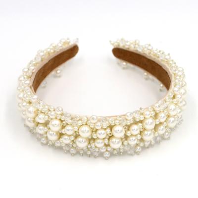 China Handmade Vintage Metal Headpiece Pearl Princess Fashion Head Party Oriental Wedding Hair Hoop ZK015 for sale