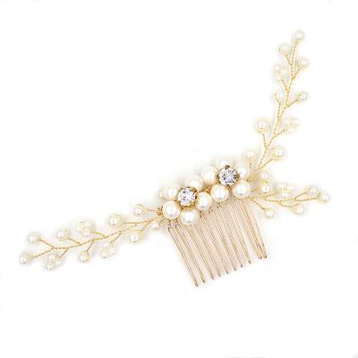 China Delicate Wedding Headpiece O830 Bridal Headpiece Alloy Pearls Rhinestone Wedding Bride Handmade Hair Comb Women Perform Pageant Tiara for sale