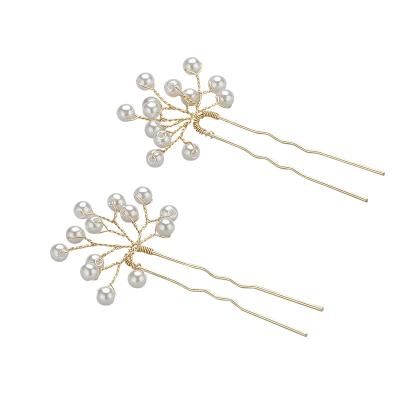 China O629 China fashion hairpin u shape simple alloy hairpin ladies' hair decoration hot fashion diamond pearl hairpin for wedding for sale