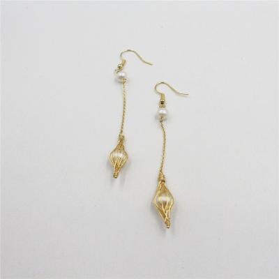 China OD006 Pearl Statement Tassel Pearl Earrings Single Channel Custom Bridal Earrings CLASSIC Gold Plated Long for sale