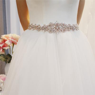 China Y012 Fashion Handmade Rhinestone Diamond Flower Women Sash Wedding Dress Custom Bridal Belt Wedding Sash for sale