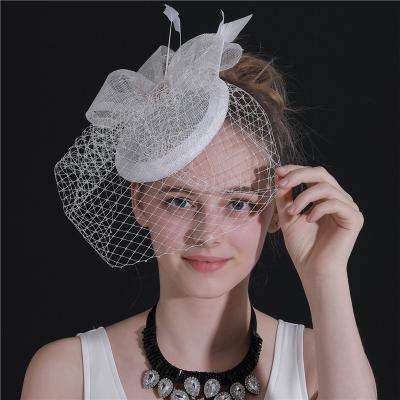 China SD009 Vintage Face Veil Butterfly Knotted New Brides Elegant Feather Design Ladies Wedding Hair Fascinator Hats For Ladies for sale