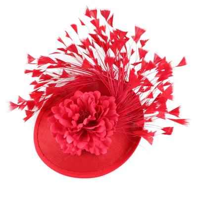 China WS006 church design hair fascinator hats women christmas mini hat luxury clean elegant feather new ladies sinamay hats for ladies for sale