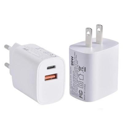 China Type-C Fast Charging Palladium 3.0 OEM Cell Phone/Earphone/Smart Watch Phone A+C 20W Universal Mobile Wall Fast Chargers for sale