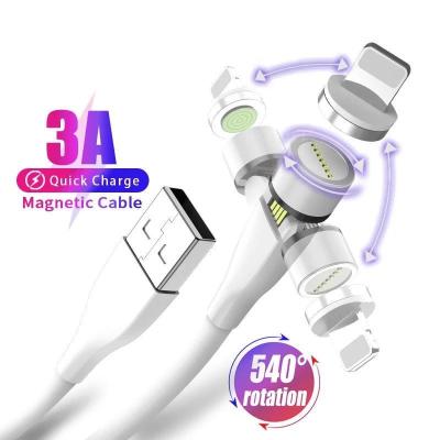 China Etc.electronic Cell Phone Product Manufacturing 540 3 Spinning In 1 Nylon Micro Data Charger Magnetic Fast Charging Type C Usb Cable For Iphone Samsung for sale