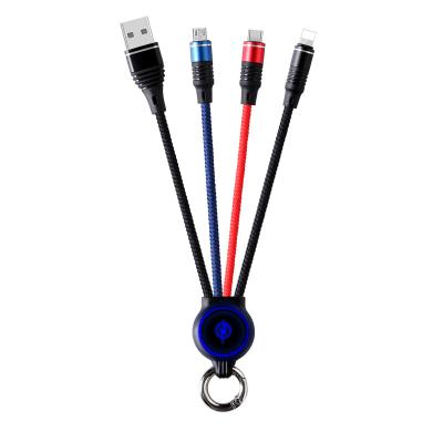 China Etc.electronic Mobile Phone Shenzhen Product Lighting Type C 2.4a Braided 3 In 1 Android Usb Fast Charging Data Cable For Mobile Phone Iphone for sale