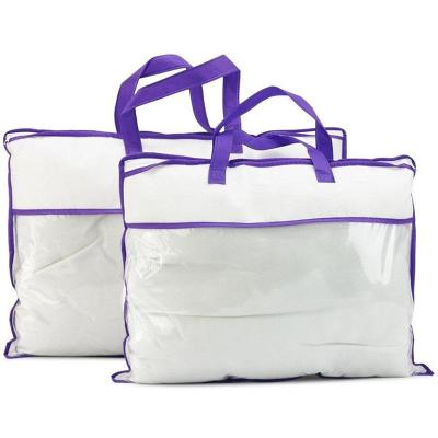 China Wholesale Waterproof Pvc Clear Pillow Packaging Plastic Bag For Sheet Blanket Packing With Handle for sale