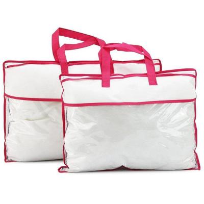 China Customized PVC Bedding Packaging Bags , Nonwoven Clear PVC Plastic Bag For Packing Bed Sheet With Handle for sale