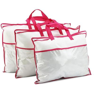 China OEM Clear Non Woven PVC Bedding Set Packaging Packaging Bag For Duvet Cover Comforter With Handle for sale