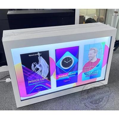 China 16 9 Display Ratio Wall Mount Transparent Lcd Showcase Capacitive PCAP Touch With CMS Software for sale