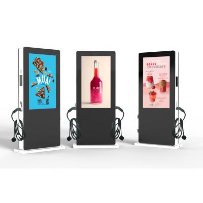 China 55inch EV Charging Post Outdoor Advertising Display IP65 Waterproof High Brightness 3000 Nits Single And Double Sided Screens for sale