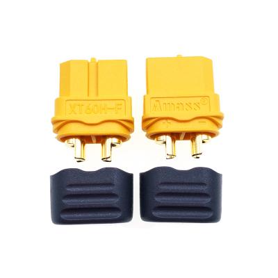 China Power Amass XT60H XT60H-F XT60H-M XT60-H XT60 Connector With Cap Cover 10 Pairs Black Rubber Cable Silicone Plug Bullet R RC for sale