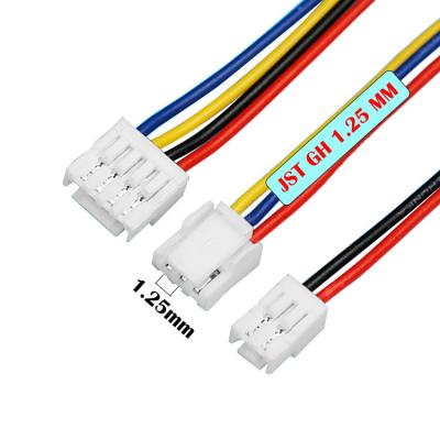 China Slim Twisted Pair 2pin Jst Wire Harness 125 mm Pin Header 2a 1.25mm Power 6p And In Hole Wire To Board Cable Connector for sale