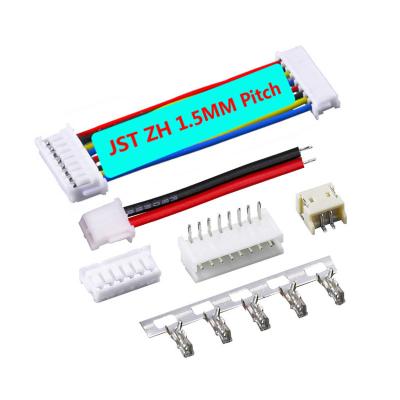 China 15 Pin Electronic Terminal Led Jst 1.5mm Battery 2 Pitch Zh Connector 2p 3 Pin Smd /smt 2pin Zh1.5 Connector With Wires Cables for sale