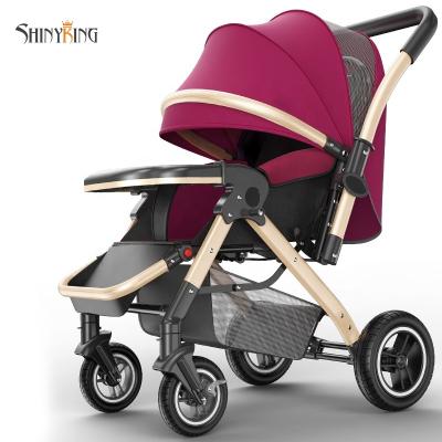 China Factory 4 Wheel Aluminum Child Carriage Travel System Baby Stroller Foldable Portable Stroller for sale