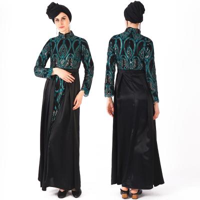 China New High-end Middle East Muslim Women's Long Robes Muslim Abaya Cardigan Robe Embroidered Sequins F1446 for sale