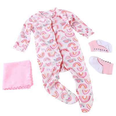 China 100% Cotton Baby Overalls Infant Onesie For 0-9 Months Baby Clothes Long Sleeve Rompers Socks Infant Towels Sets 10pcs for sale