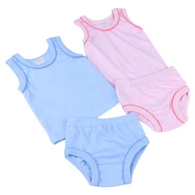 China Solid Color Baby Anti-Shrink Clothing Sets Infant Infant Empty Suit Newborns Jumpsuit Vest And Underwear Set for sale