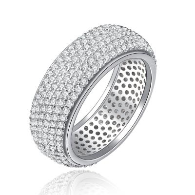 China FASHIONABLE Full Pave Setting Artificial Diamond Anniversary 925 Silver Ring for sale