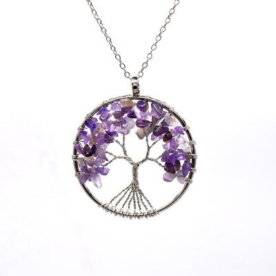 China BOHEMIA Amethyst Tree of Life Necklace, Intertwine Handmade Stone Necklaces for sale