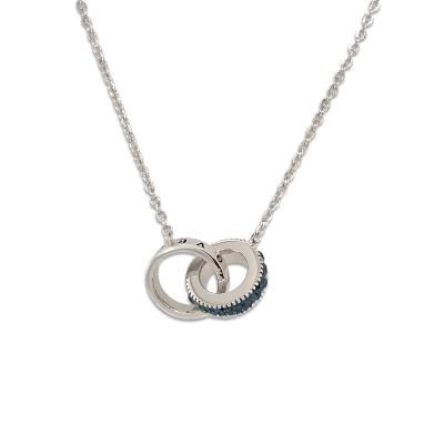 China Nickel And Lead Free Blue Cross CZ Wholesale Circle And Letter Circle Design Pendant Necklace for sale