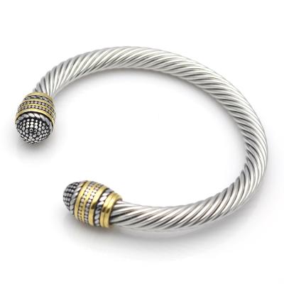 China Design Stainless Steel Cable Casual / Sporty Bangle Bracelet Twist Open Style for sale