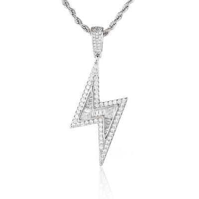 China Nickel and Lead Free Solid Euramerican Hip Hop Lightning Pendant, Mixed Inlay Square Zircon Around Zircon Pendant for sale