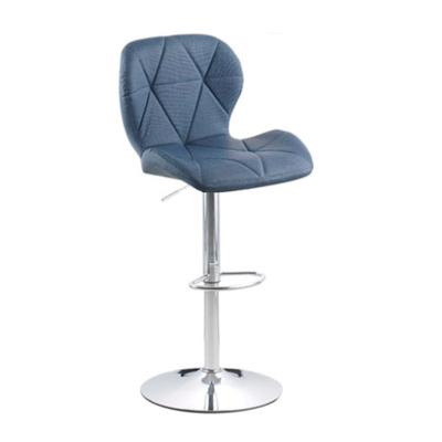 China 360 Degree Rotation Durable Using Low Price Ergonomic And Comfortable Chair High Bar Stools Blue Bar Counter Chairs Metal for sale