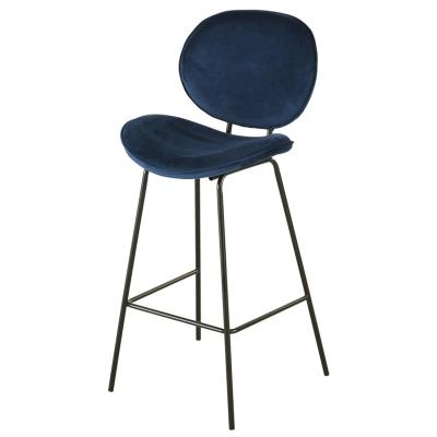 China Easy clean high quality classic high velvet chair bar for bar table velvet fabric high-leg metal bar chair with backrest for sale