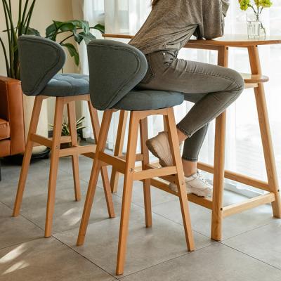 China Easy Clean Custom Back Dining Bar Stools Wood Frame Counter High Chair Wood Bar Modern Bar Chairs Stool for sale