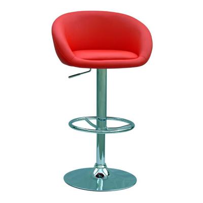 China 360 degree rotating promotional high quality red leather upholstered bar stools swivel with fixed disc base for modern kitchen for sale