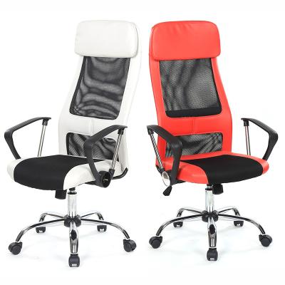 China High Back White Ergonomic Leather Ergonomic White Leather Office Mesh Rotating Mesh Office Chair Red With Headrest for sale