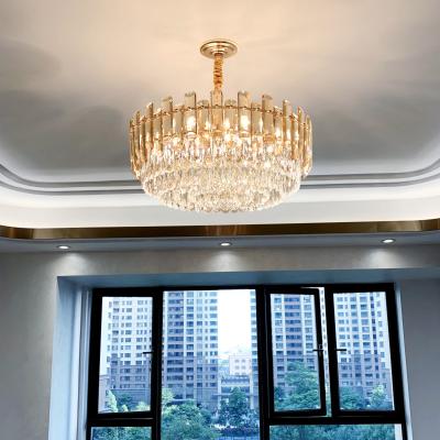 China Farmhouse Modern Luxury Indoor Gold Crystal Chandelier Lighting Modern Chandeliers Pendant Lights For Hotel Lobby Staircase for sale