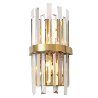 China Hotel Living Room Light Contemporary Modern Gold Crystal Glass Wall Lamp For European Luxury Living Room for sale