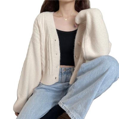 China Waterproof 2021 new arrival fashion lazy v neck cardigan loose knit loose sweaters coat for sale