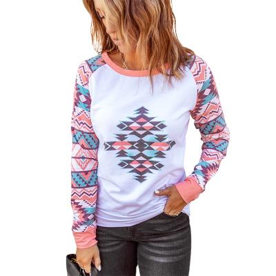 China Spring 2022 anti-pilling women's clothing casual sweatshirt Bohemia pullover sweater ladies color block Aztec Hoodies culture hoodie pullover for sale