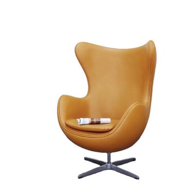 China Mid Century Design Leather Lounge Chairs Lounge Chairs Swivel Egg Shape Accent Chair Extended Oval Fiberglass Leisure Chair for sale