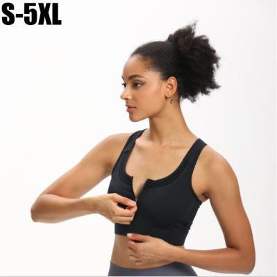 China Breathable 5xl Supersize Sports Bra Front Zipper Custom Raceback Design High Support High Quality Women Crop Top Shockproof Quick Dry for sale