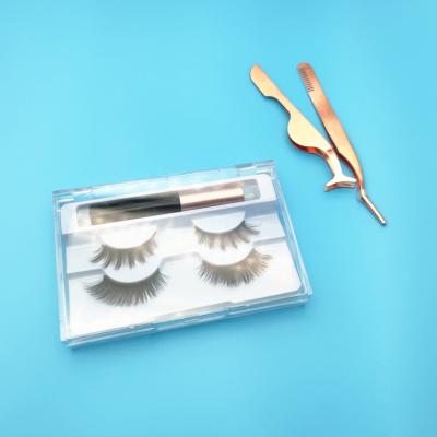 China Natural 2 Pairs Hair Lashes Magnetic Eyeliner Individual Set Dual Magnetic Lashes for sale