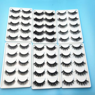 China Hot Selling 5 Pairs 3D Mink Eyelashes Box Qingdao Elf Makeup Feather 5 Pairs Pack 3D Faux Mink Lashes for sale