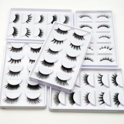 China No Animal Products Used Super Short Thick Mink Eyelashes Tapered Strip 5 Pairs Short Eyelash Multipack for sale