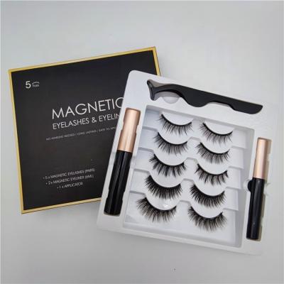 China Clean Natural Faux Mink Magnetic Eyelashes Brand Package Silk Magnetic Highlights Eyeliner for sale