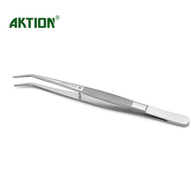 China 302 Stainless Steel Tip Tweezers TWE-6 Mirror Tool Fixed Position Curved Outdoor Sewing Tweezers for sale