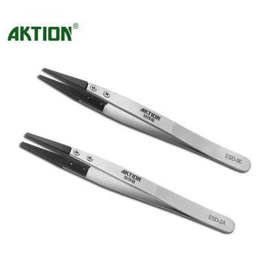 China 302 Head AKtion Stainless Steel Tweezers Stainless Steel ESD Plastic Tweezers Head-changed Steel Tweezers for sale