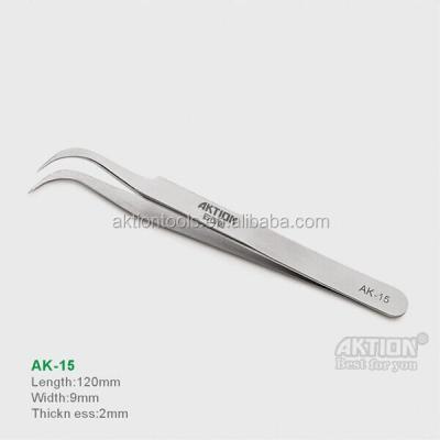 China 201 Stainless Steel Professional Precision Electronics Tweezers Curved AK-15 for sale