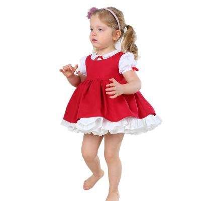 China Viable Kids Red Cotton Boutique JannyBB Canvas Dress + Red Satin Bow on Bodice and Sleeve for sale