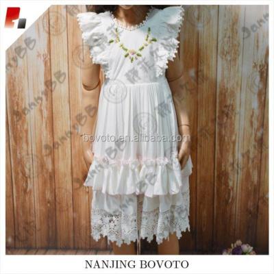 China JannyBB Boutique Viable White Summer Dress Embroidered Ruffle Floral Dress for sale