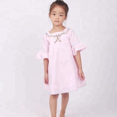 China Viable Wholesale Nicely Dressed Wolf Remake Girls Embroidered Cotton Dress For Spring for sale