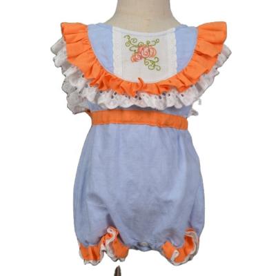 China 2020 Breathable Boutique Clothing Girl Halloween Pumpkin Embroidery Romper Fall Children Clothing for sale